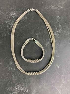 AE Arts Elegance Italy 925 Sterling Silver Wheat Mesh Necklace & Bracelet Set